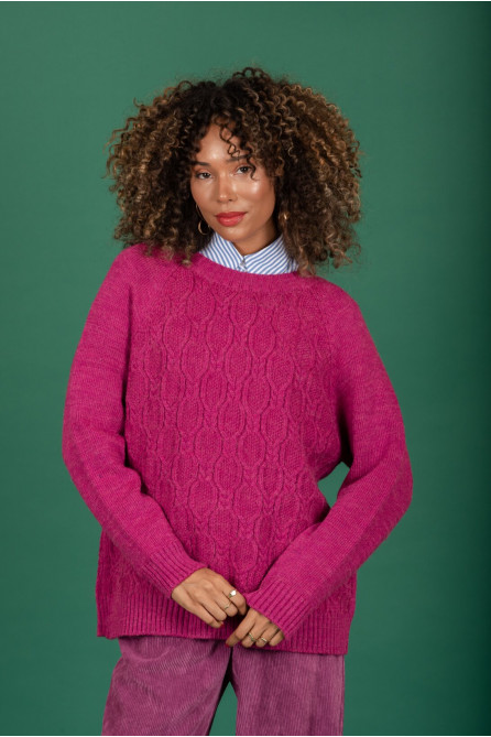 Lindsay knit sweater (Magenta) (Στο προϊόν αυτό δεν γίνεται επιστροφή)